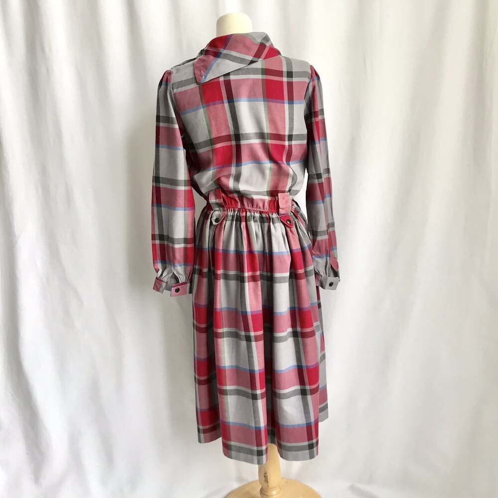 Vintage Katie’s Gray Red Plaid Long Sleeve Calf Length Dress Size 10 (S/M) - Picture 6 of 8